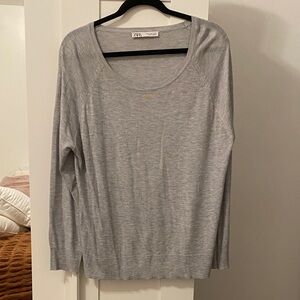 Zara Light Gray Scoop Neck Sweater